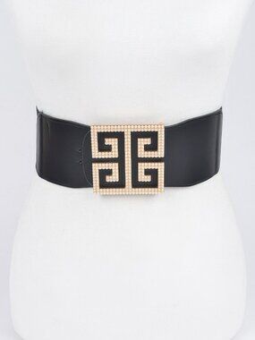 Faux Pearl Buckle Stretch Belt